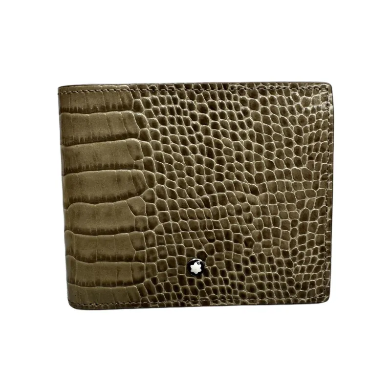 MONTBLANC Crocodile Pattern Cow Leather Leather Clip Wallet Men's Dark Beige-0