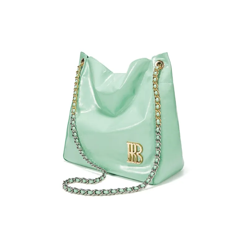 BOSSSUNWEN Italy Imports Cowhides Shoulder Bag Women's Silver/Lake Blue-7