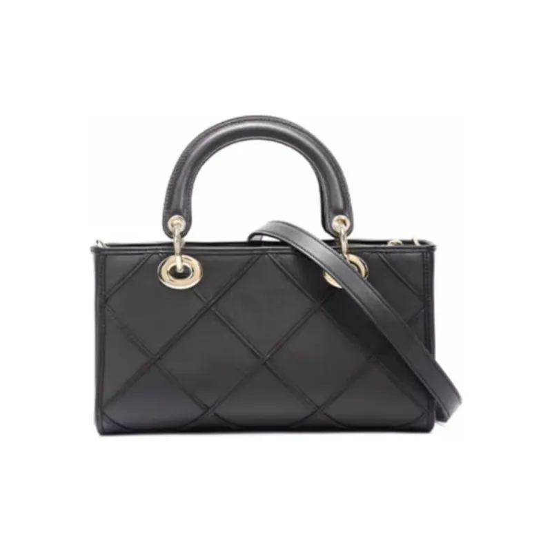 Why Cow Leather Lady Dior Bag, Shoulder Bag, Crossbody Bag, Handbag Medium Size Women's Caramel/Black-12