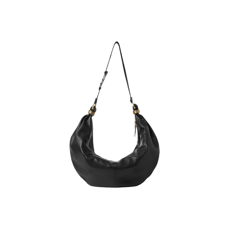 Chloe Grained Leather Shiny Grained Calfskin Shoulder Bag Large Size Women's Black-2