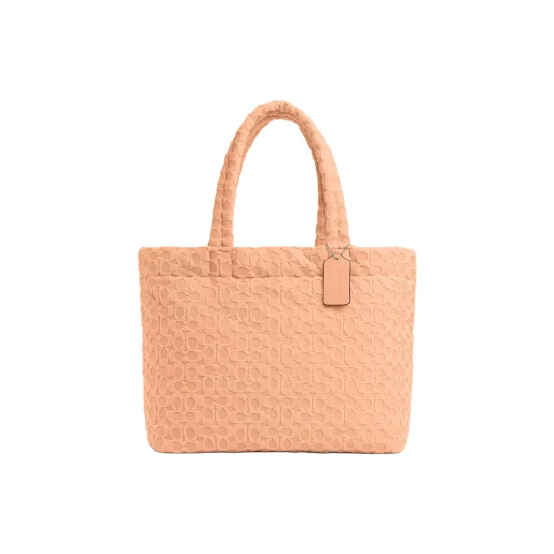 COACH Leather Tote Bag, Shopping Bag, Handbag Tubas Women's Silver & Faded Blush-0