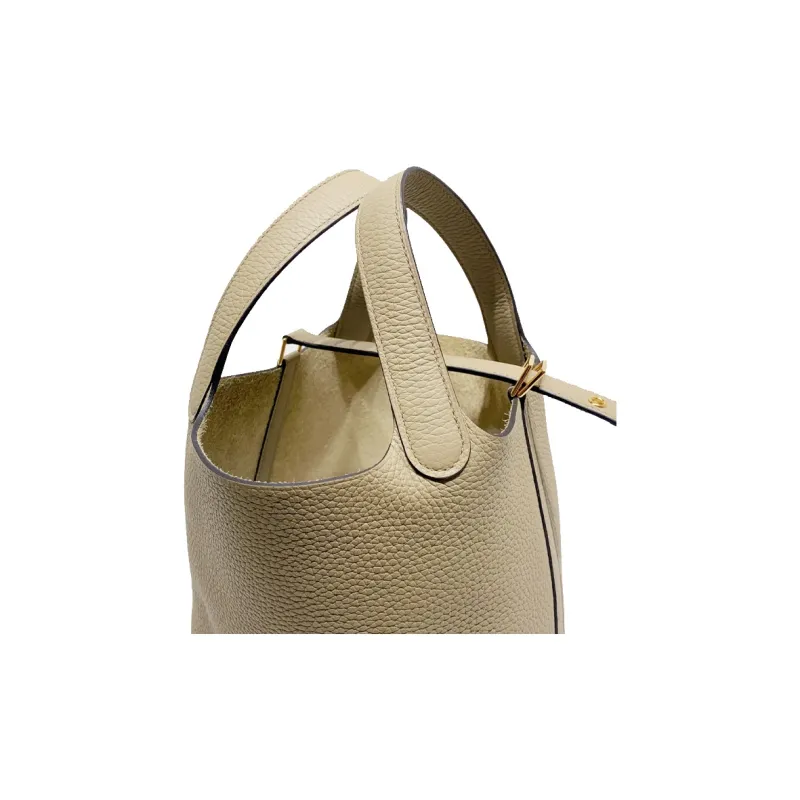 HERMES Picotin Taurillon Clemence Leather Basket Bag Handbag Bucket Bag Women's 8Q BEIGE MARFA Beige-7