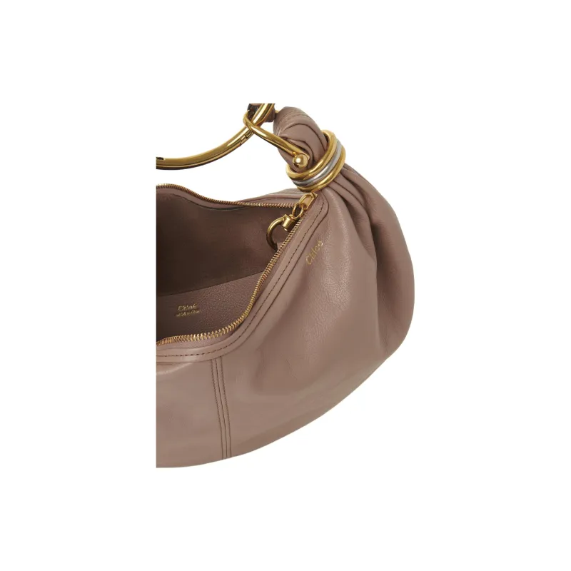 Chloe Grained Calfskin Portable Crossbody Bag Shoulder Bag Small Size Women's Wood Rose-4