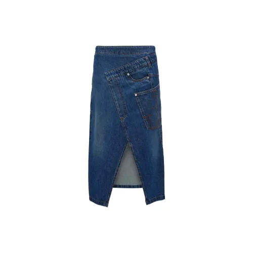 JW Anderson Logo Patch Twisted Midi Skirt