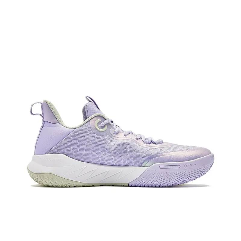QIAODAN Wind Blade 4 TEAM Slip Resistant Low Top Basketball Shoes Men's Purple Green-1