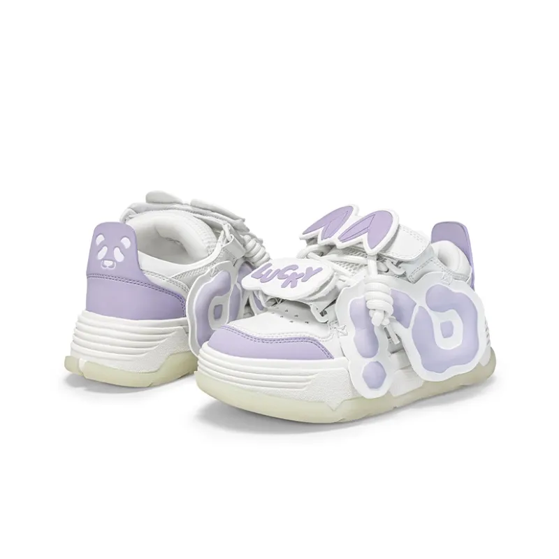 CN Skate Panda Violet Abrasion Resistant Breathable Low Top Skateboard Shoes Unisex Purple & White-2