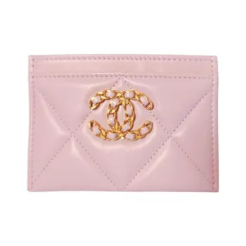 CHANEL 19Bag Lambskin Card Holder Card Holder Women's Cherry Blossom Pink