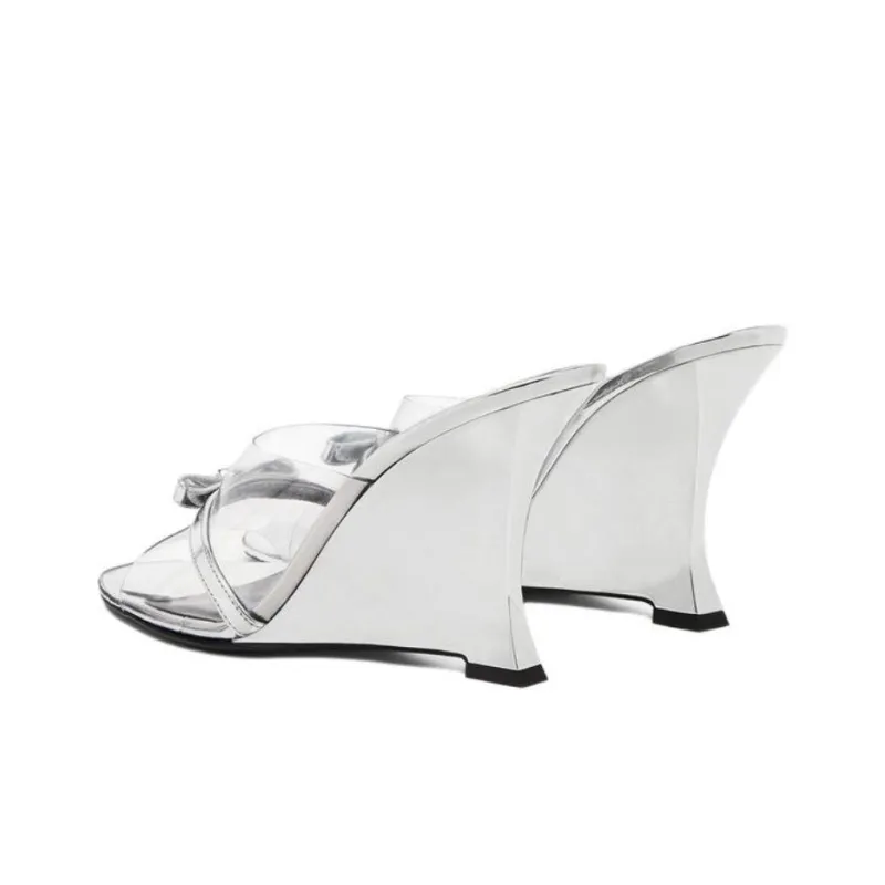 VERSACE Medusa Slide Slippers 9.5cm Women's Silver-3
