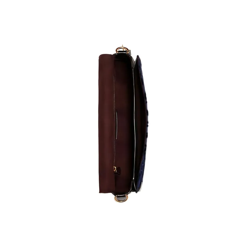 COACH Georgie Cow Leather Shoulder Bag, Portable Crossbody Bag Women's Black & Purple-2