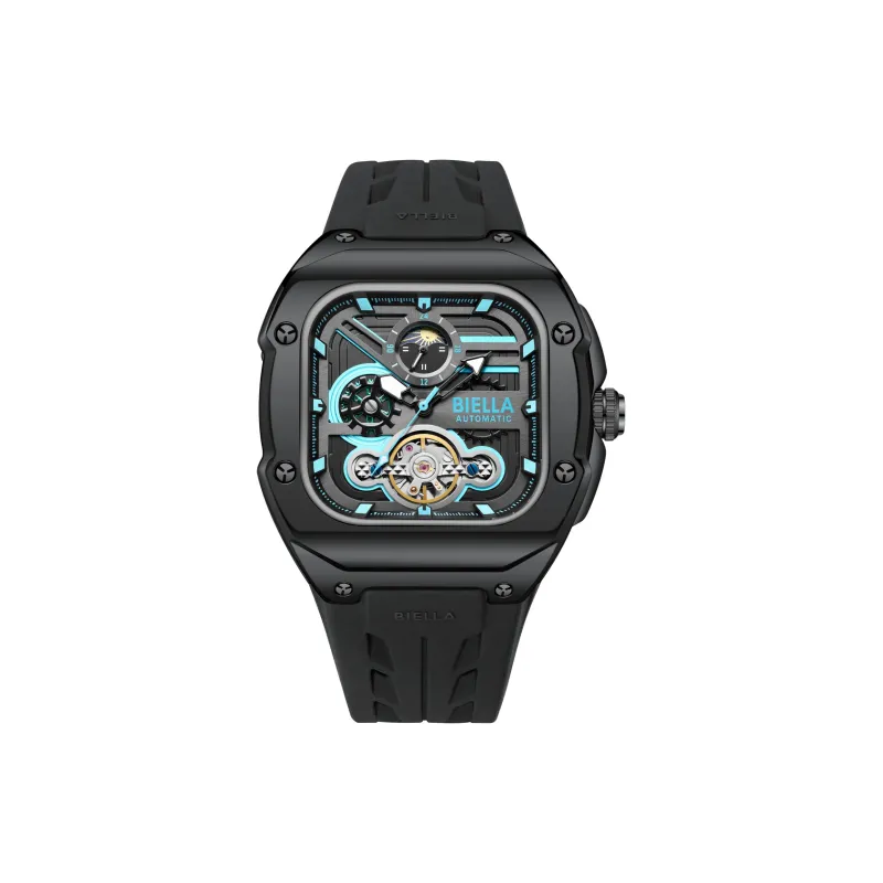 BIELLA Wrist Watch Mechanical Movement Silicone Strap Cut Out Dial Unisex-15