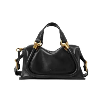 Chloe Shiny Calfskin Crossbody Bag Shoulder Bag Small Size Women's Black