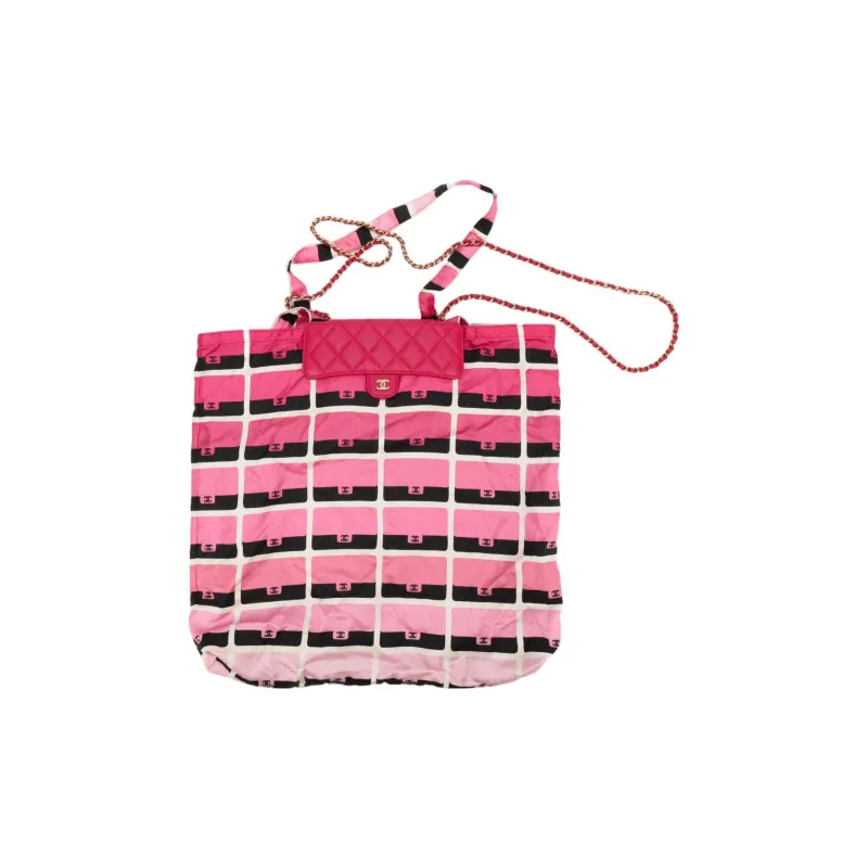 CHANEL 21K Winter WOC Cow Leather Tote Bag, Shopping Bag, Shoulder Bag, Crossbody Bag, Handbag Unisex Pink-1