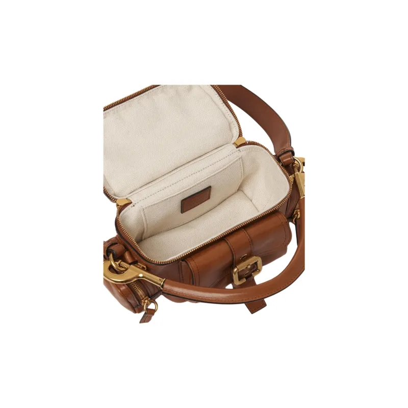 Chloe Buffalo Leather Camera Bag Handbag Shoulder Bag Crossbody Bag Small Size Women's Clay Brown-3