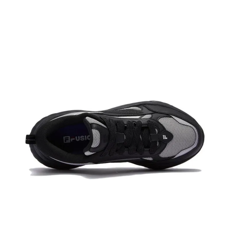 FILA FUSION Conch D Cushioning Breathable Low Top Casual Running Shoes Women's Black Silver-2