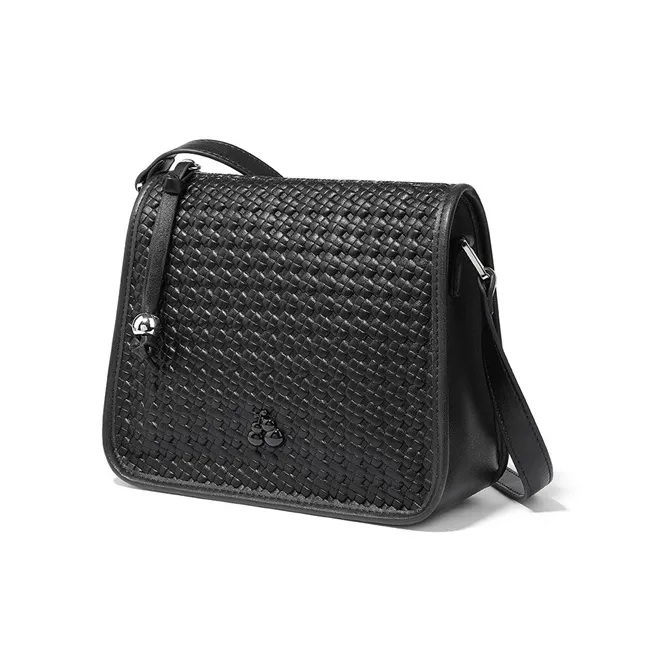 Teenmix Cow Leather With Synthetic Leather Shoulder Bag Medium Size Women's Black/Space Silver/Ecru-2
