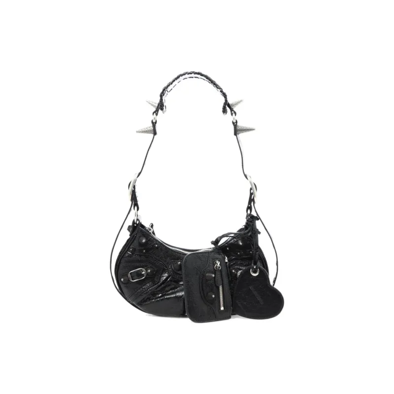 Balenciaga Le Cagole Lambskin Crossbody Bag, Shoulder Bag Mini Women's Black-0