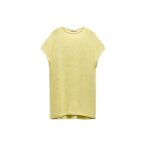 ZARA T-Shirts Women's Light Lime Orange