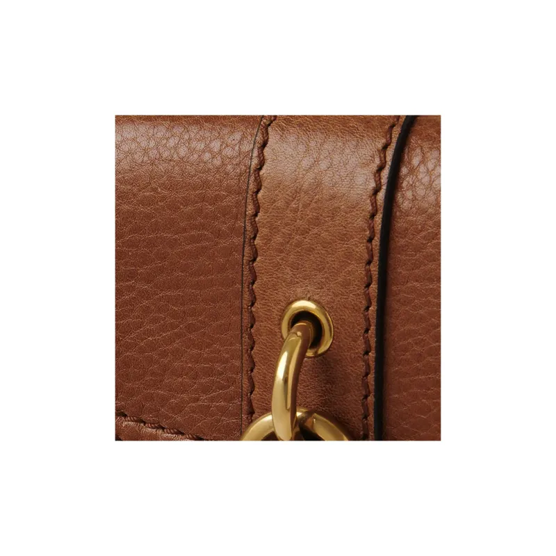 Chloe Shiny Grained Calf Leather Handbag Shoulder Bag Women's Clay Brown-4