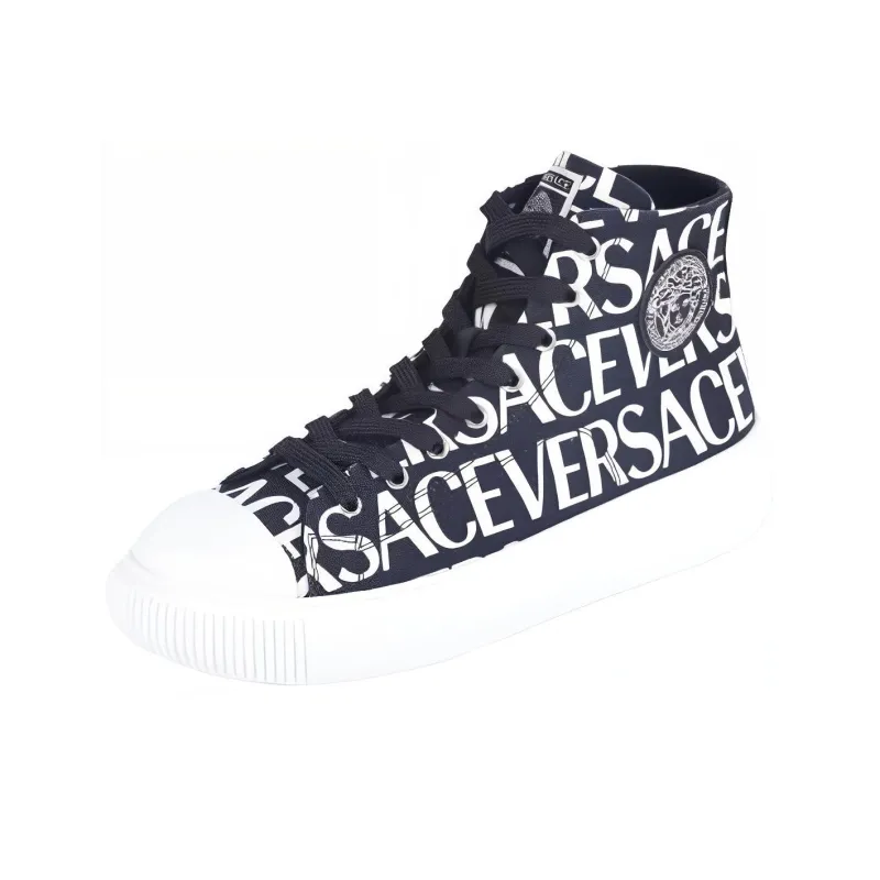 VERSACE Skateboard Shoes Men's Black White-1