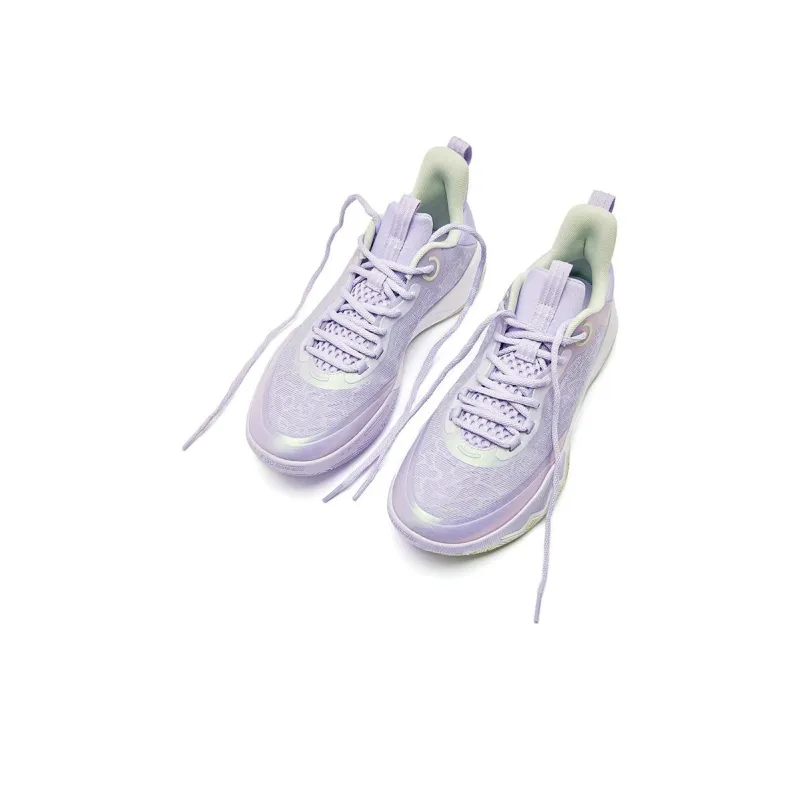 QIAODAN Wind Blade 4 TEAM Slip Resistant Low Top Basketball Shoes Men's Purple Green-2