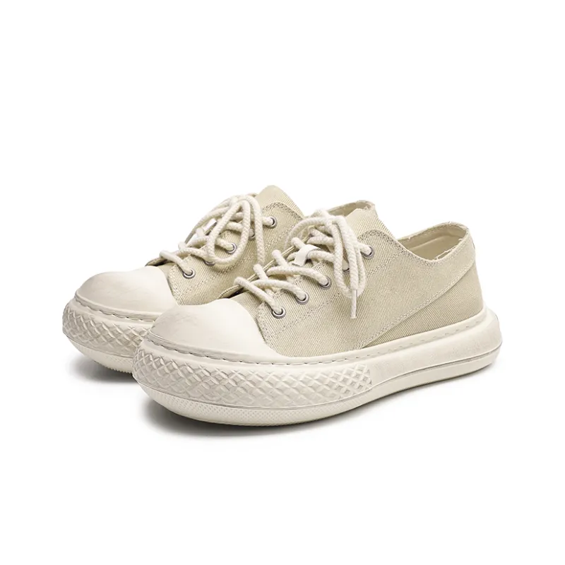 Angelmi Anti Slip Wear Resistant Low Top Canvas Shoes Unisex Apricot-1