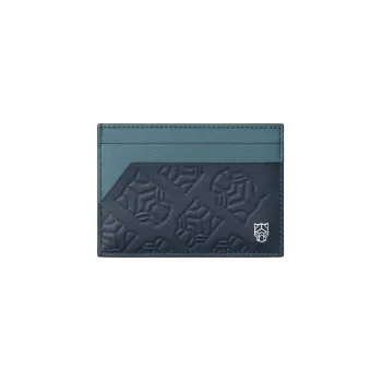 CARTIER Panthère De Cartier Calfskin Card Holder Men's Steel Gray Agate Ink