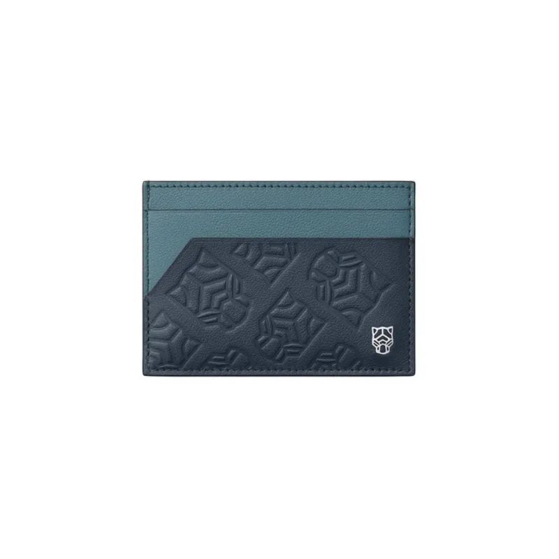 CARTIER Panthère De Cartier Calfskin Card Holder Men's Steel Gray Agate Ink-0