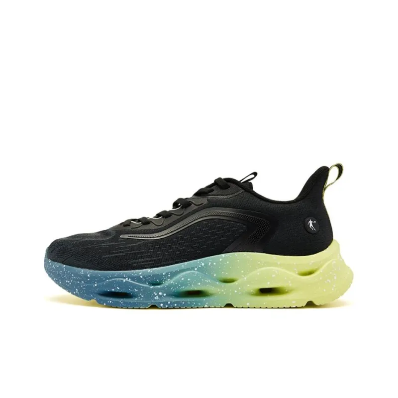 QIAODAN Breathable Low Top Running Shoes Men's Black Green-0
