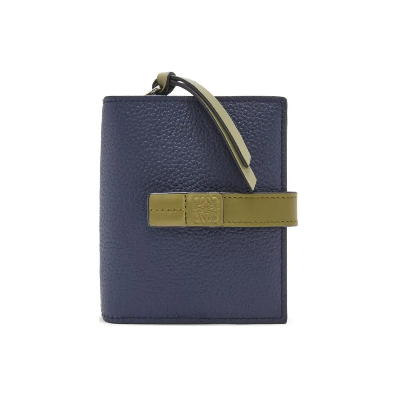 LOEWE Soft Grain Calfskin Wallet Women's Abyss Blue & Olive Green-0