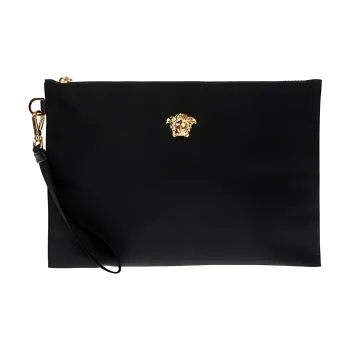 VERSACE Nylon Fabric Clutch Large Size Men's Black