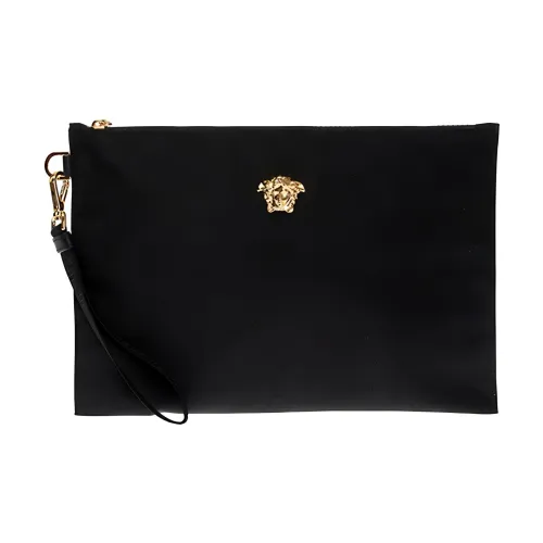 VERSACE Nylon Fabric Clutch Large Size Men's Black