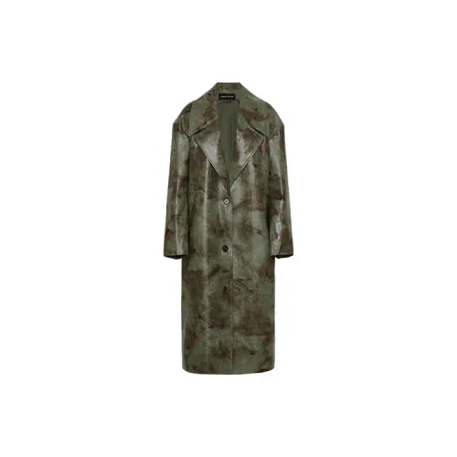 URBAN REVIVO Trench Coats Women's Dark Green Brown