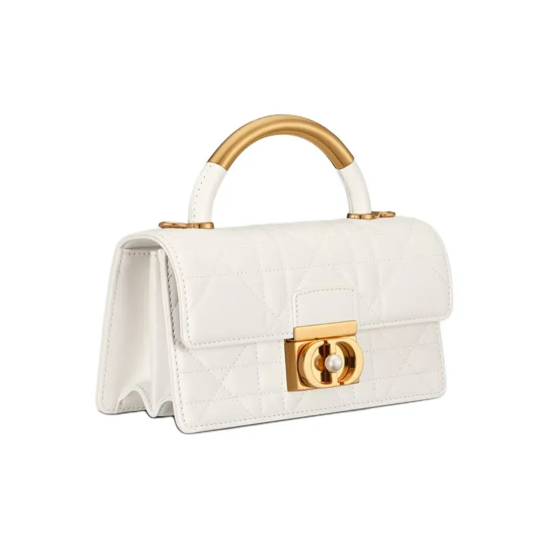 DIOR Cow Leather Shoulder Bag, Crossbody Bag, Handbag Mini Women's Milk White-1