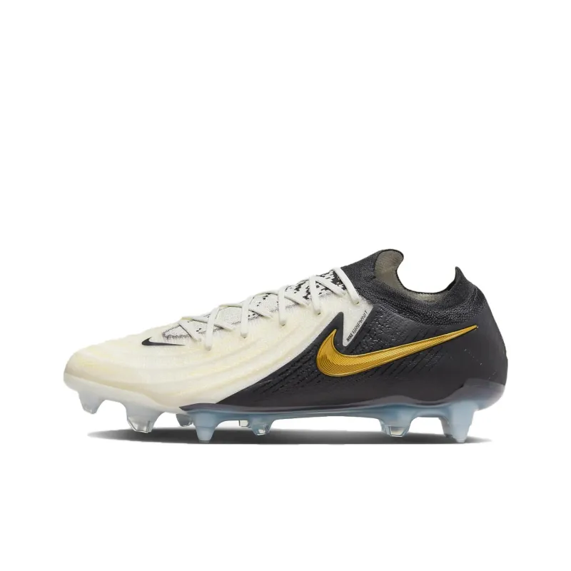Nike Phantom GX SG Soft Ground Anti Slip Wear Resistant Soccer Shoes Unisex White Gold Black-0