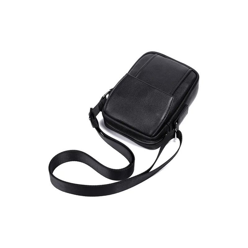 DOSRFINI Genuine Leather Fashion Trend Medium Size Men's Black-4