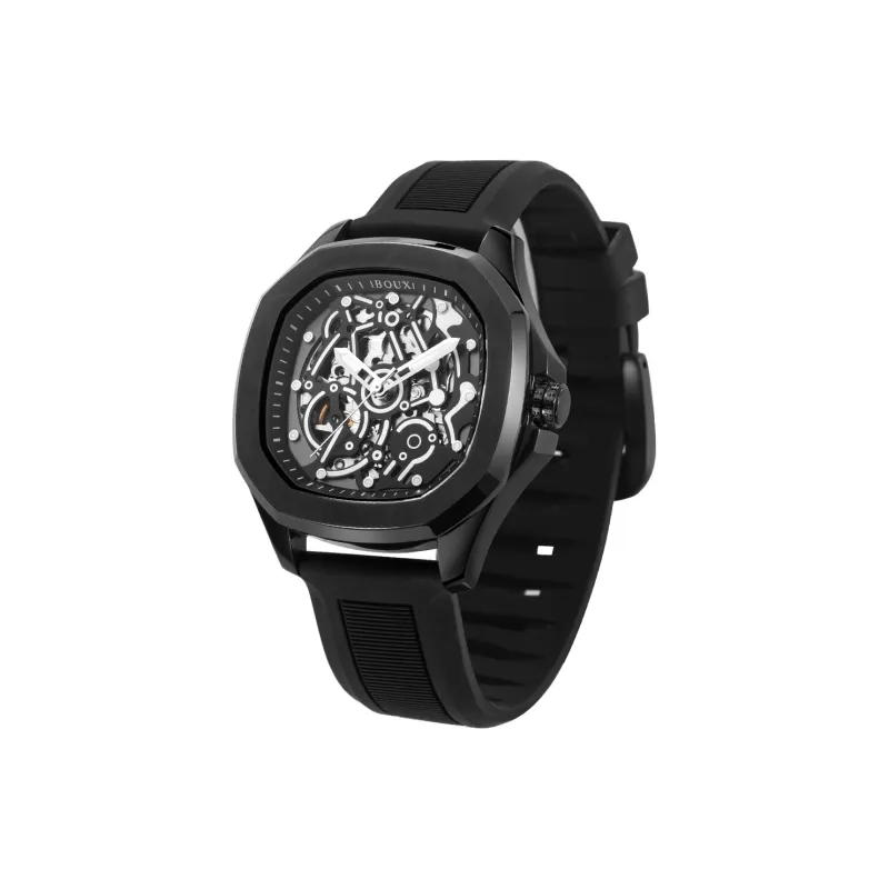 BOUX Galaxy Series Xiongxin Engine Automatic Mechanical Movement Silicone Strap Watch Men's Watches Cut Out Dial-6