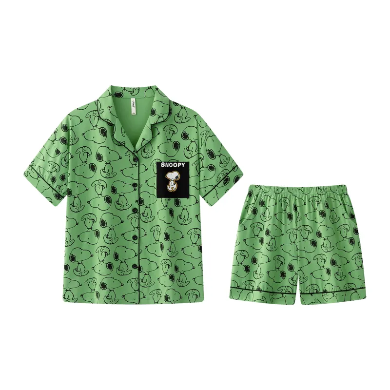 Gongdie x SNOOPY/ Pajama Set Women's Green-0