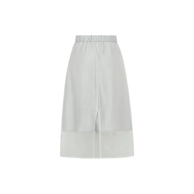 MEIYANG Casual Long Skirts Women's Silver Gray-1