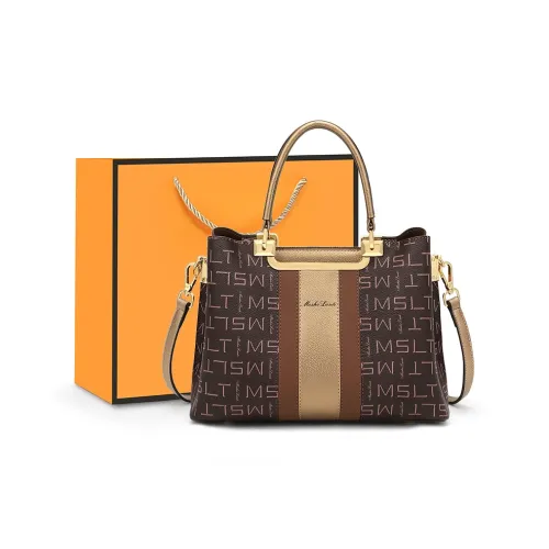 MashaLanti PVC Synthetic Leather Shoulder Bags Handbags Regular Women's Coffee/Dark Brown & Gold