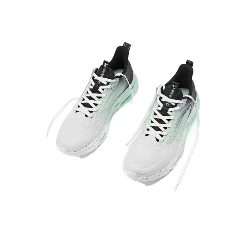 QIAODAN Breathable Low Top Running Shoes Men's White Green Black-3