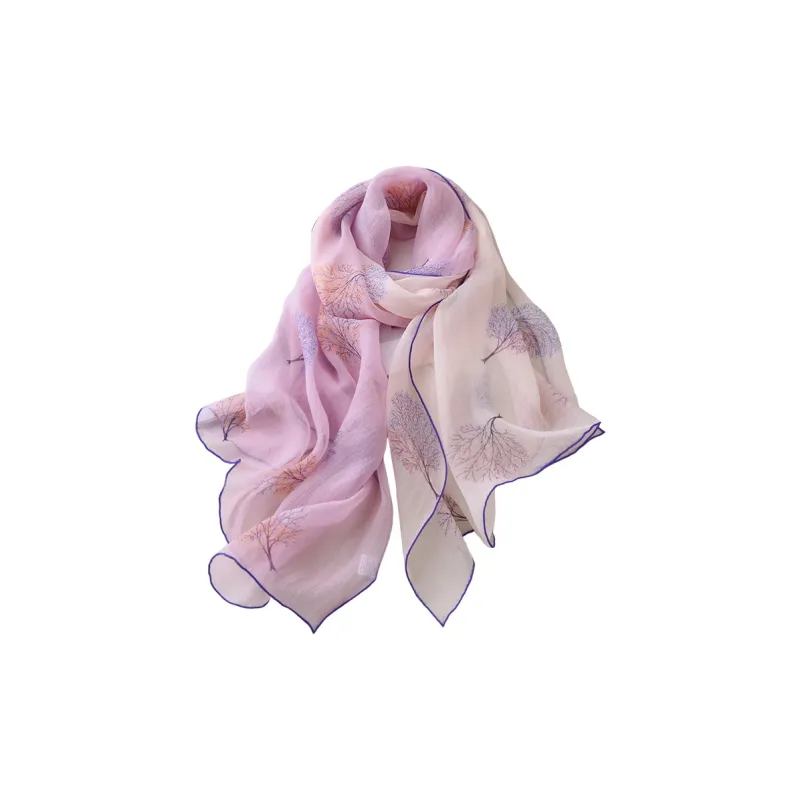 Hang Silk Road 100% Mulberry Silk Silk Scarves Women's Orange-2