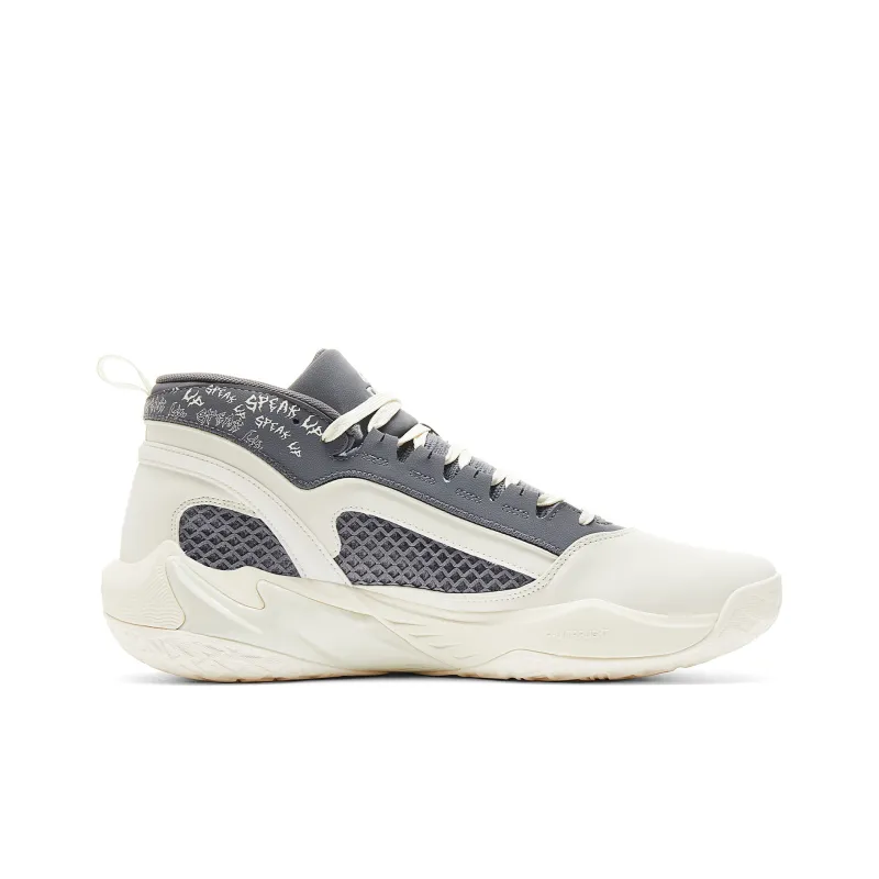 PEAK Cushioned Wear-Resistant Breathable Slip-Resistant High-Top Basketball Shoes Men's Canvas White Gray-1