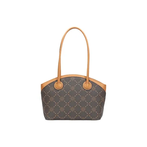 Why Artificial Leather Handbag, Shoulder Bag Large Size Women's Ecru/Coffee
