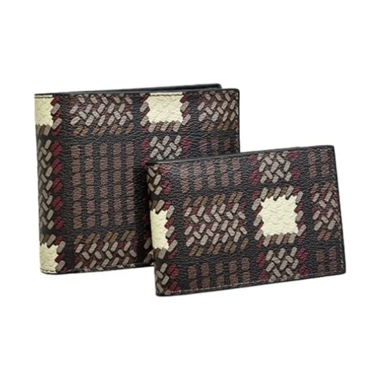 COACH 3 IN 1 Wallet Coated Canvas Coin Purse Wallet Unisex Bronze & Black-4