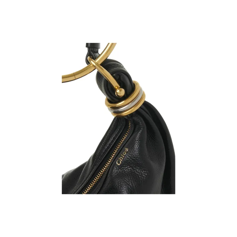 Chloe Calfskin Portable Crossbody Bag Shoulder Bag Small Size Women's Black-3