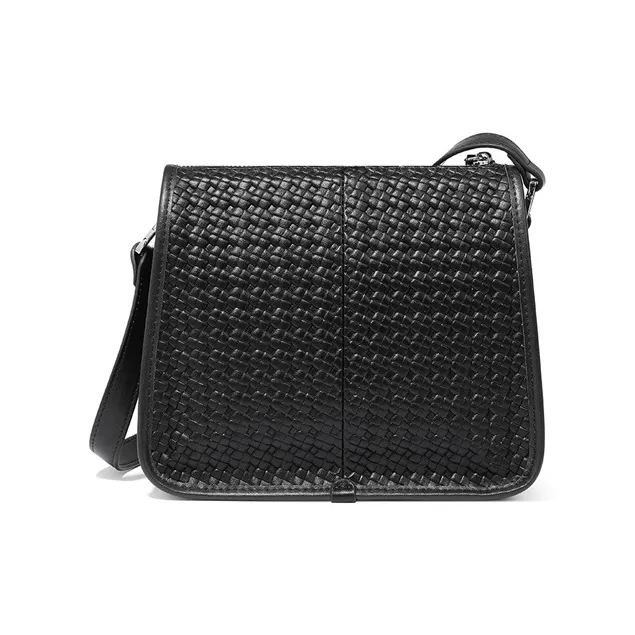 Teenmix Cow Leather With Synthetic Leather Shoulder Bag Medium Size Women's Black/Space Silver/Ecru-4