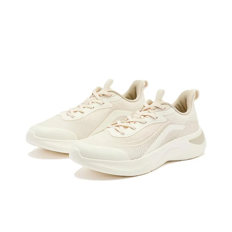 QIAODAN Breathable Lightweight Low Top Running Shoes Women's Beige-2