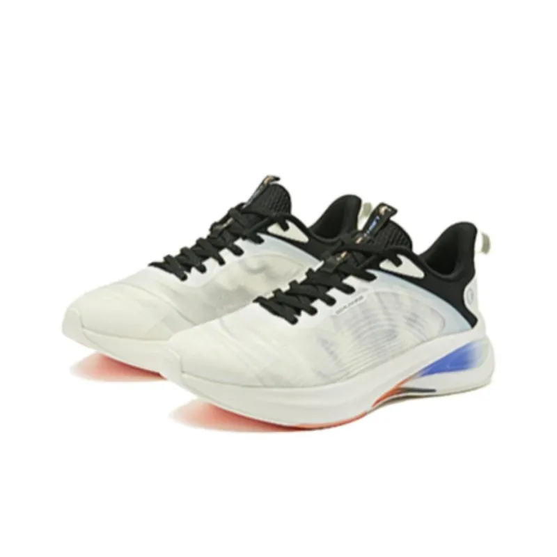 QIAODAN Cushioning Lightweight Low Top Running Shoes Men's White Black Blue-1