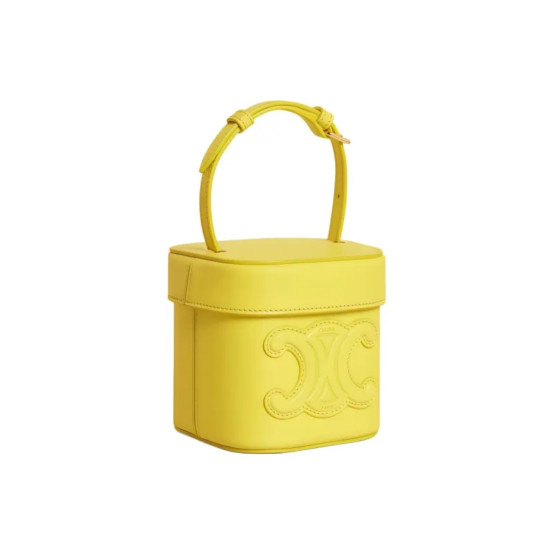 CELINE Triomphe Smooth Cow Leather Box Bag, Handbag, Shoulder Bag, Crossbody Bag Small Size Women's Bright Yellow-2
