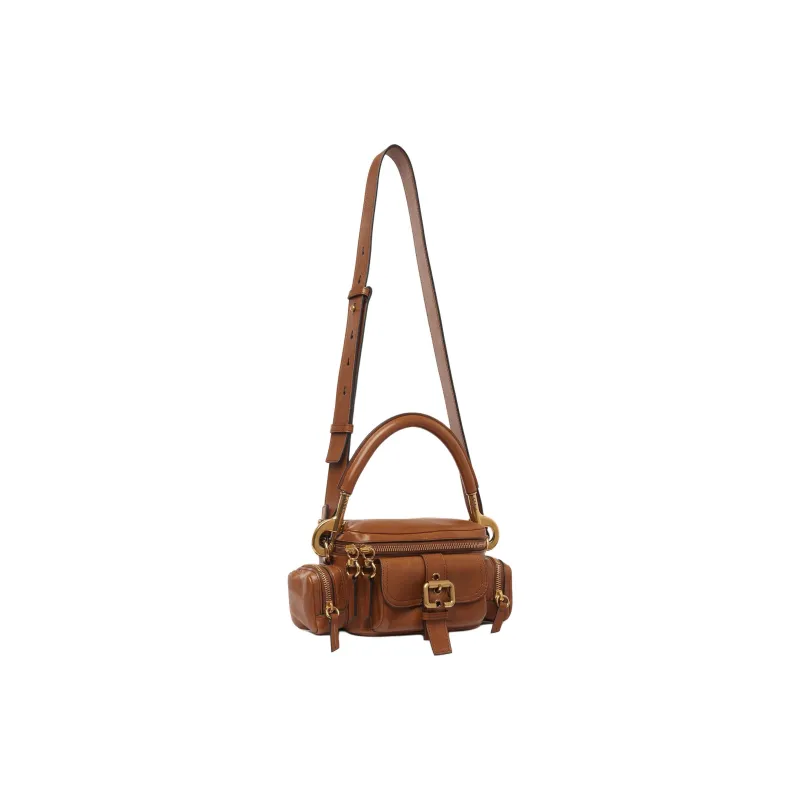 Chloe Buffalo Leather Camera Bag Handbag Shoulder Bag Crossbody Bag Small Size Women's Clay Brown-1